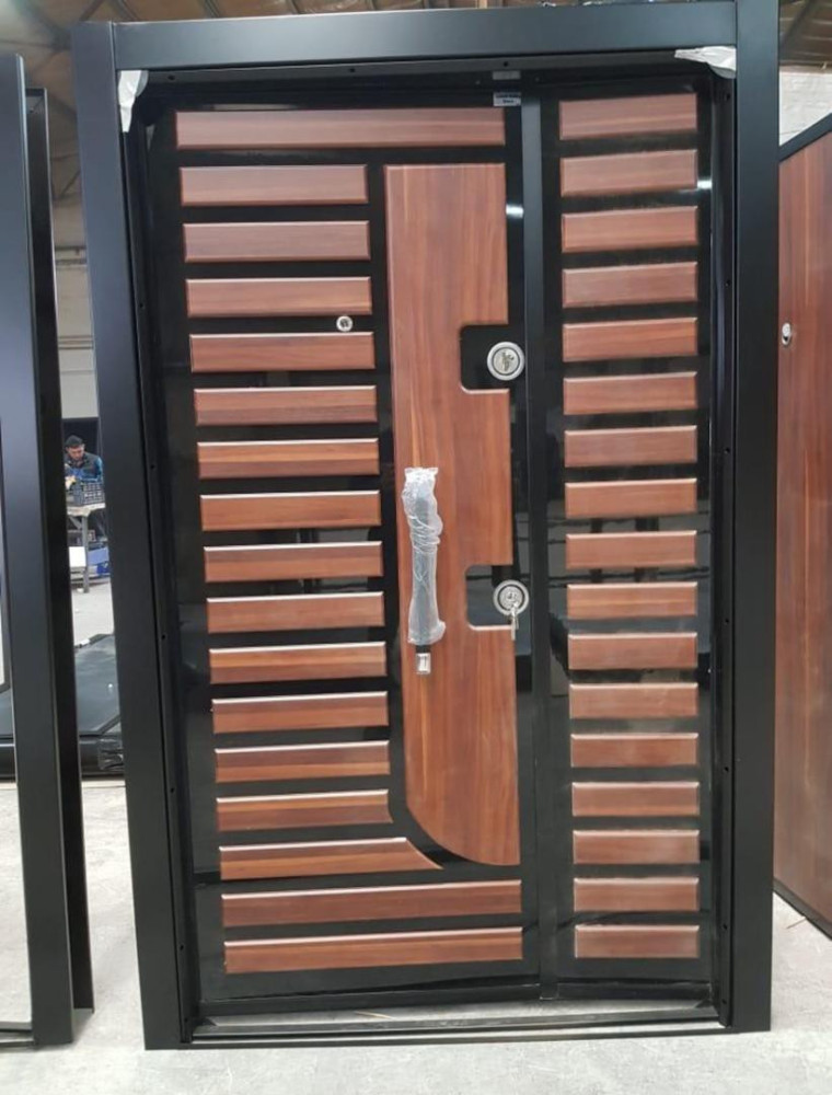 Luxury Turkish-style Security Door with contemporary design featuring metal and wood elements