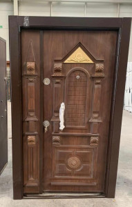 Turkish Embossed security Door with a wood finish