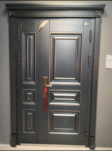 Modern metal Security door, likely made of steel 