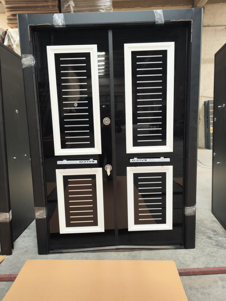 Modern Turkish Luxury Security Door with a black and white finish 