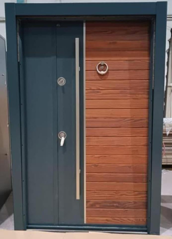 Modern Turkish Security Door featuring both steel and wood finish 