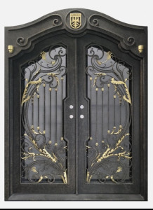Custom wrought Iron double entry door 