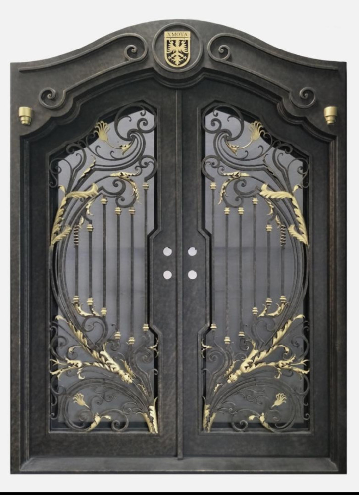 Custom wrought Iron double entry door 