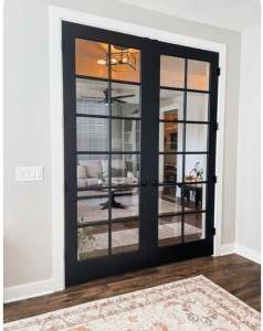 Set of black interior french doors