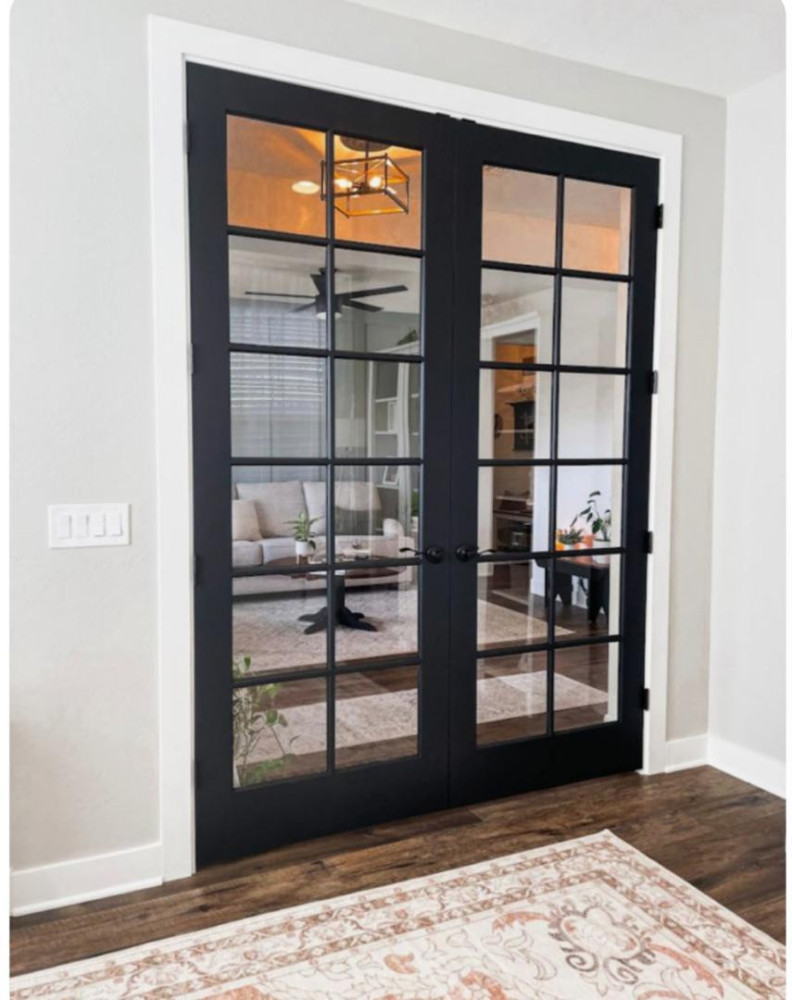 Set of black interior french doors