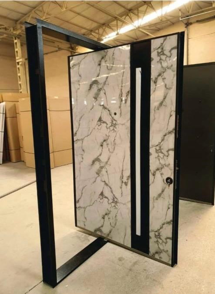 Luxury Pivot Security Door with a sintered marble finish