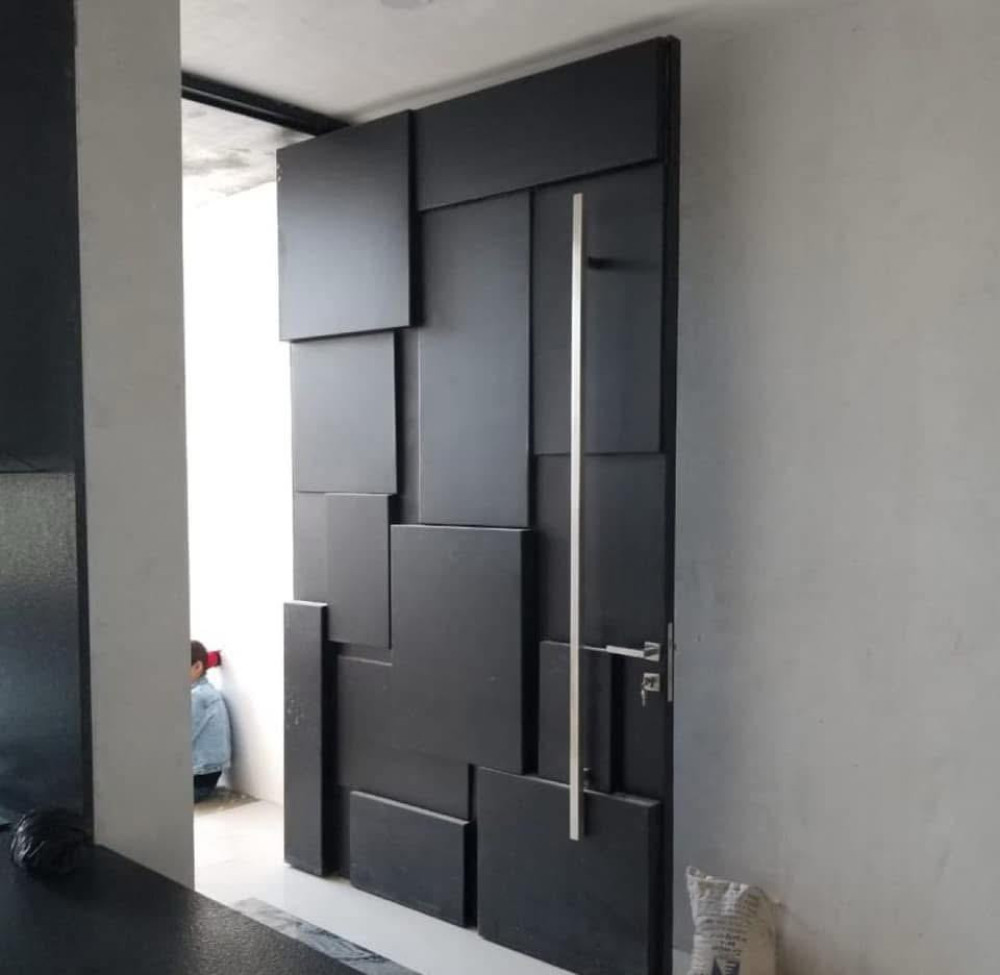 Modern Black pivot entry door