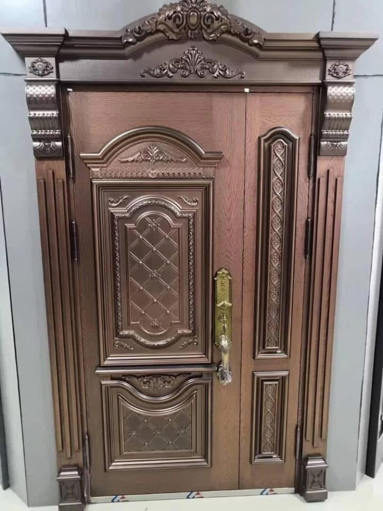 German Copper Security Door with ornate carvings