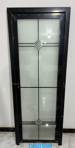 Turkish full glass toilet door with a black aluminum frame