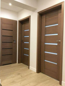 Modern interior wooden doors with horizontal glass panels