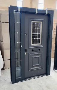 Modern charcoal gray turkish security door