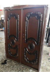 Turkish steel Security Door faturing decorative copper-coloured panel design