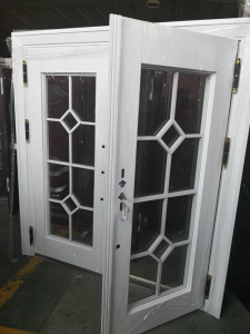 White Steel French Security Door