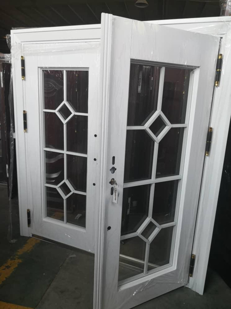 White Steel French Security Door
