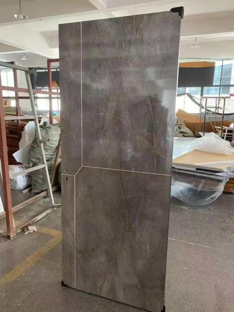high-gloos, gray marble-effect PVC or Uv decorative wall panel