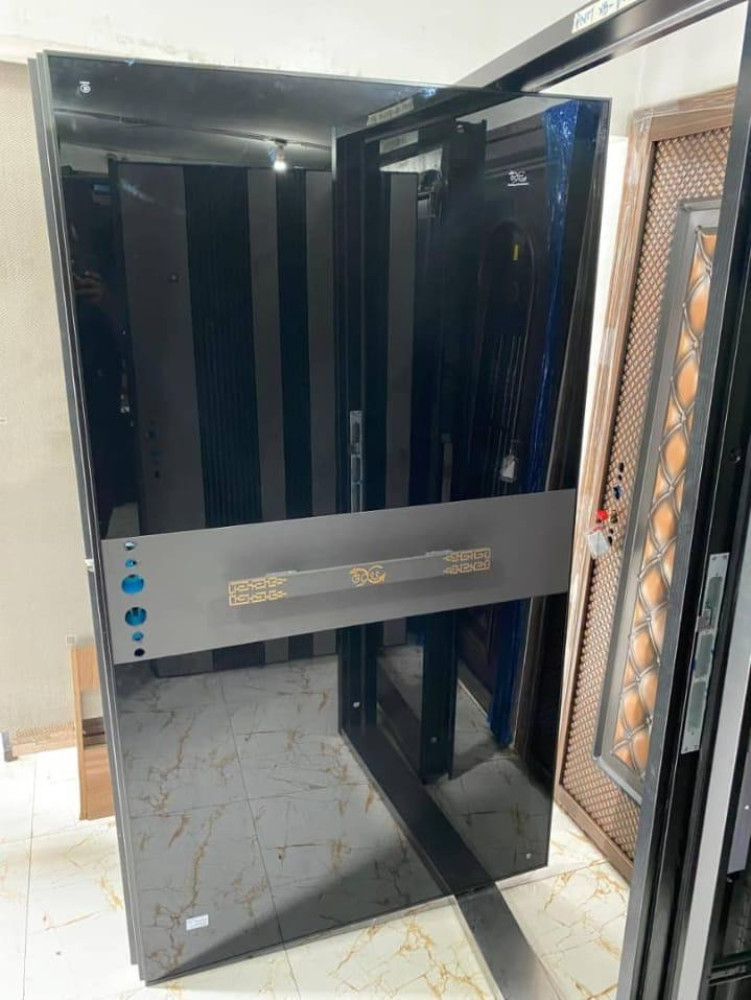 Turkey steel Security Dor featuring a mirrored glass finish and decorative handle design