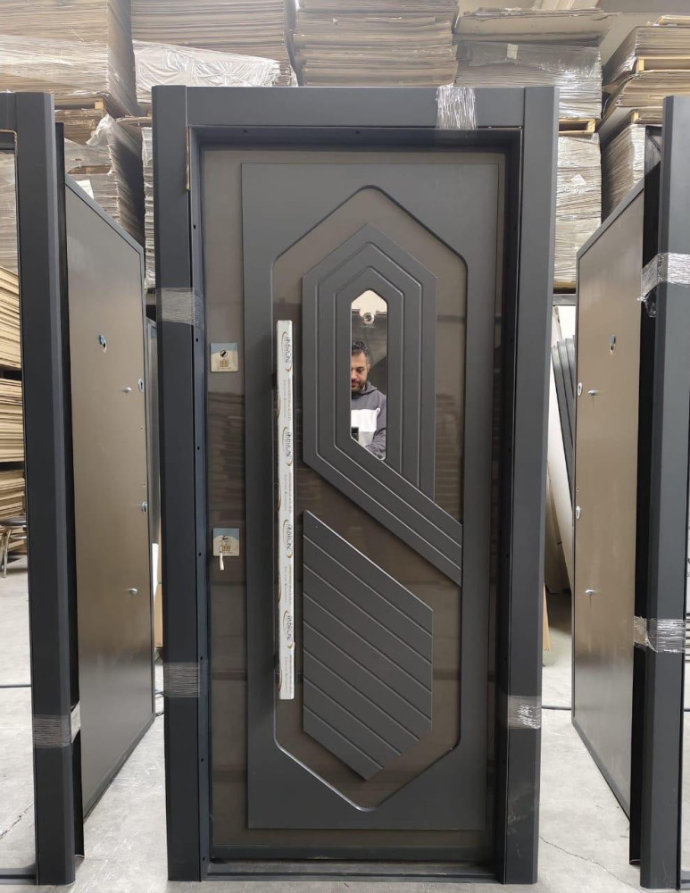 Grey Turkish Security Door crafted with premium materials and a modern angular design