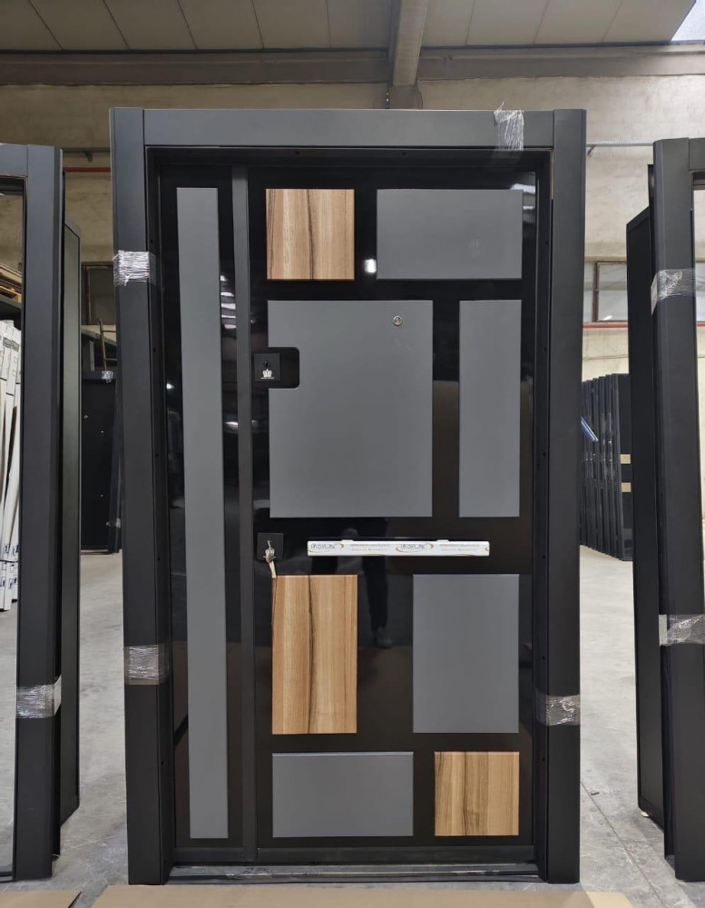 Turkish Security Door in a grey wood finish