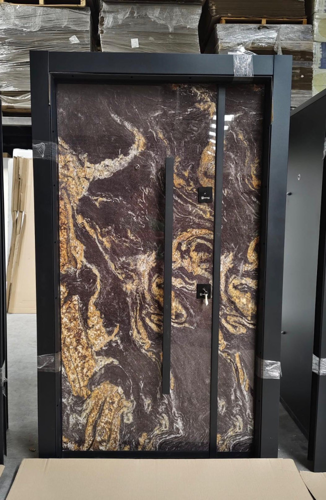 Turkish Steel Security Door featuring a genuine natural stone coating