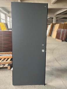 modern, charcoal-coloured metal security door