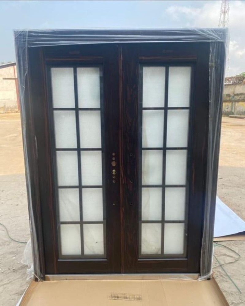 Black Steel French Door set with multiple glass panes