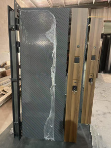 High-grade luxury front door faturing a modern ribbed deisgn and multi-point locking mechanisms