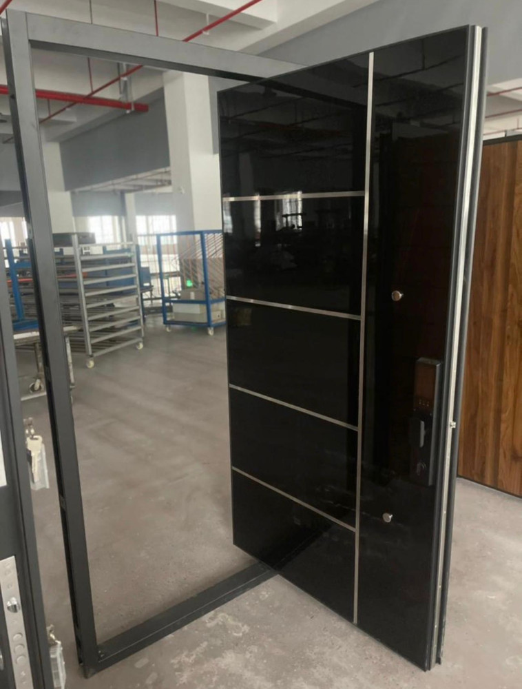 Modern stainless steel pivot security entry door