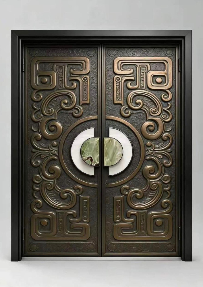 high-security double dor design commonly used for main entrances in luxury homes or villas