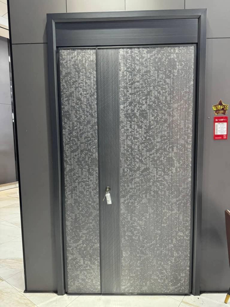 Modern grey steel security door