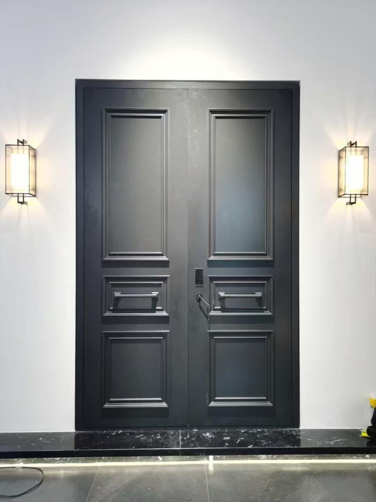 Double entry door is a modern security Door, often constructed from tainless steel r solid wood with high-security locks