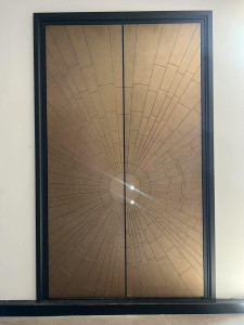 Decorative brass or bronze double entrance door