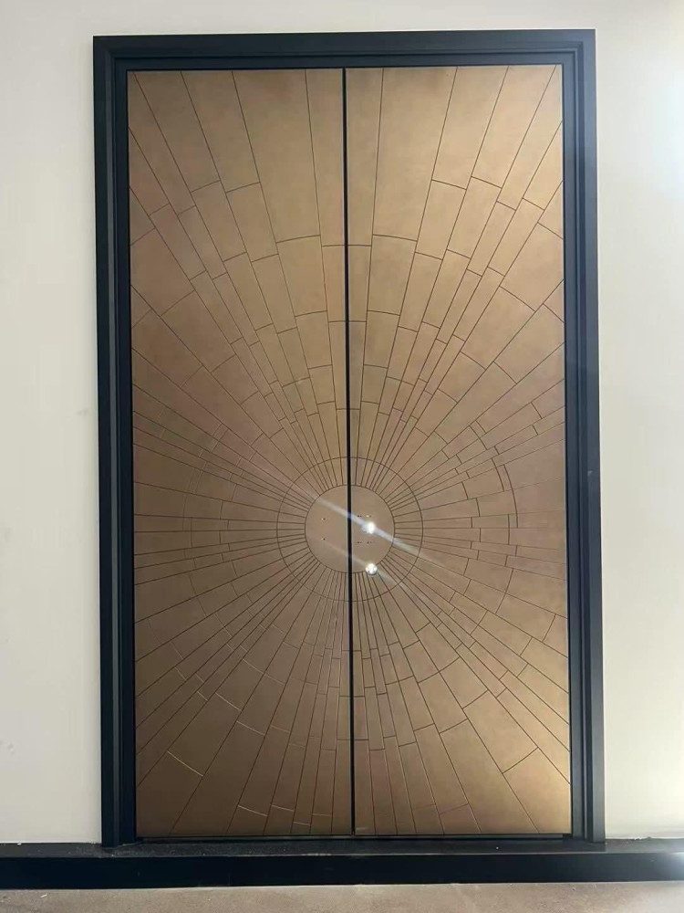 Decorative brass or bronze double entrance door