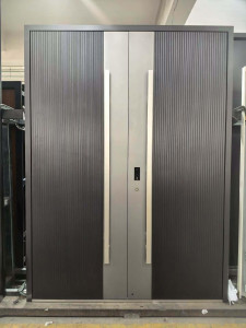 Modern security pivot door constructed from aluminum or stainless steel