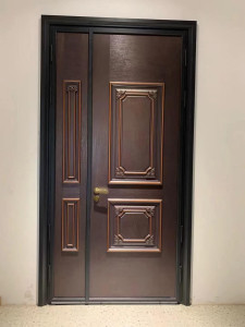 Italian-style armoured security luxury door, commonly manuafactured from cast aluminum or steel villa entrances
