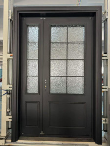 Modern Iron front entry door with a matchingsidelight