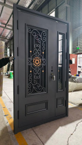 Modern wrought iron security entrance door